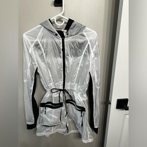 Balance Athletica White Hooded Utility Windbreaker with Black Accents